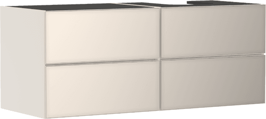 Xevolos E badmeubel Sand Matt Beige 1370/550 met 4 lades voor consoles met inbouwwastafel geslepen rechts