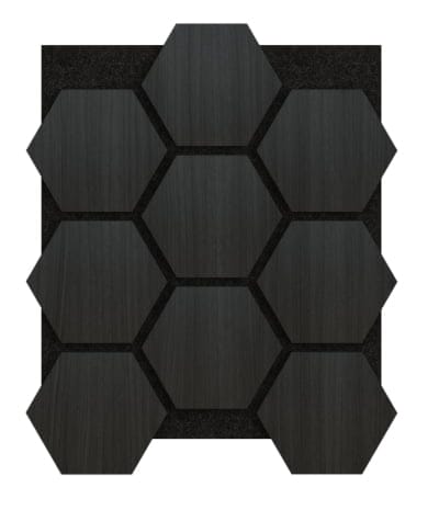 Akoestisch Paneel Hexagon Hout Naturel Zwart Eiken met Zwart Vilt